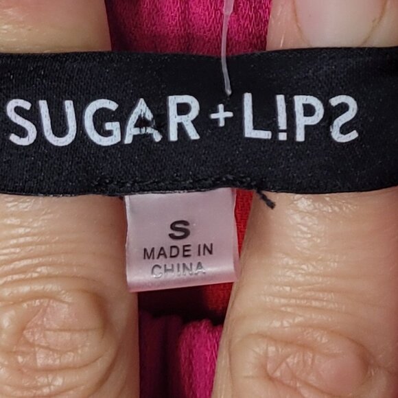 Sugarlips NEW Women's Red Off Shoulder Pink Ruffle Loose Maxi Dress Size S NWT - Picture 9 of 12